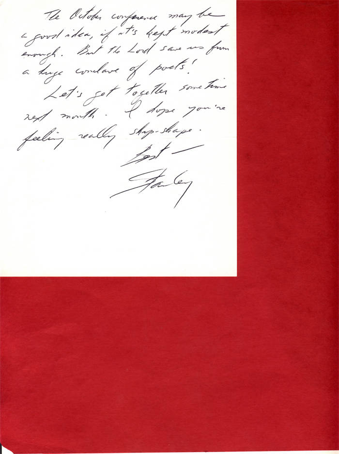 Stanley Kunitz's 1971 Letter